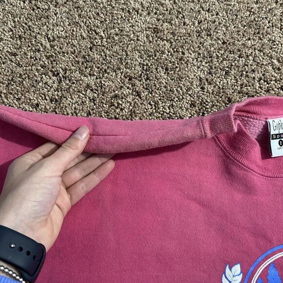 Vintage 90s Travel Graphic Crewneck Sweatshirt Pull Over Women’s 2X Pink - Picture 5 of 8